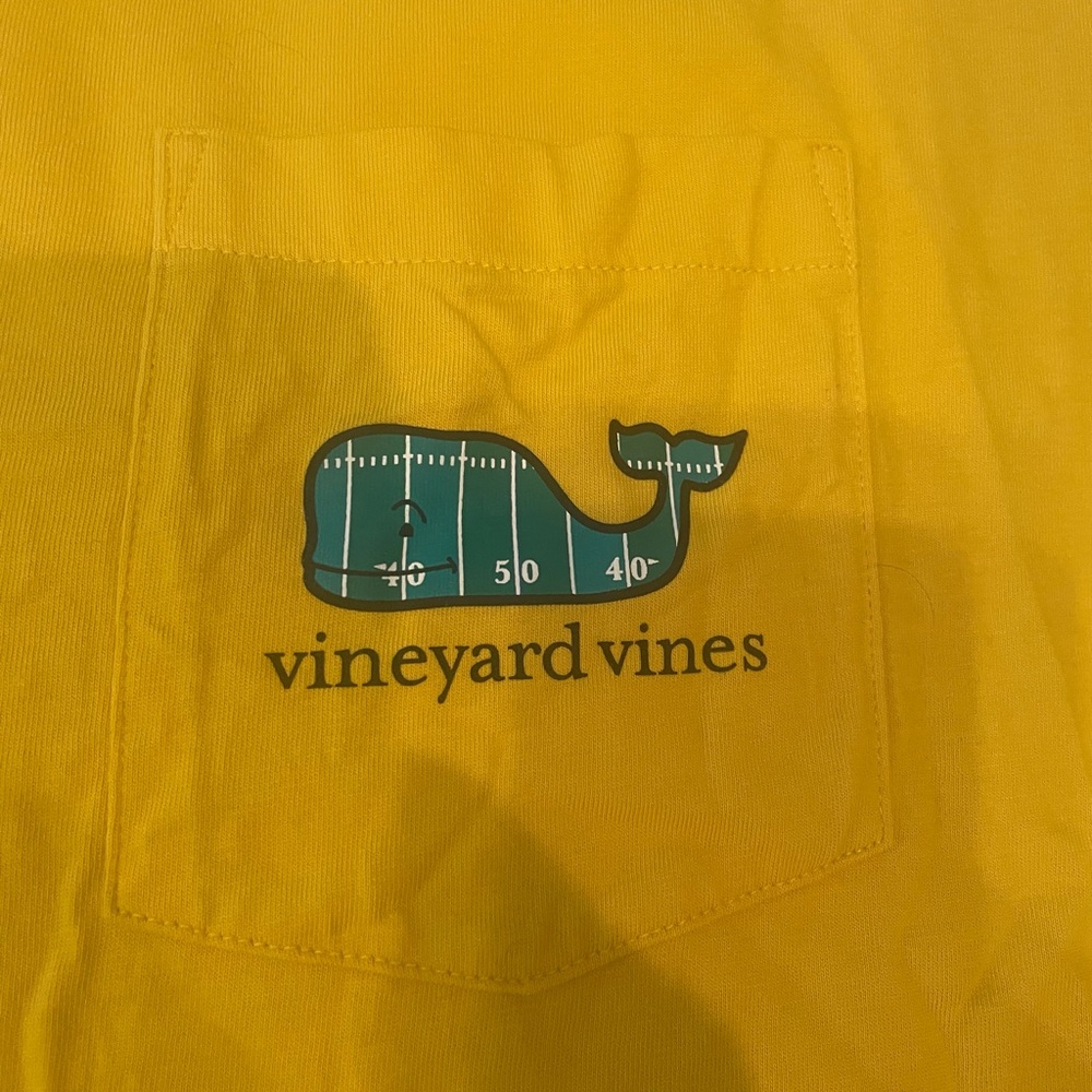 Vineyard Vines Bright Yellow Long Sleeve Shirt with Green Whale - Picture 3 of 5